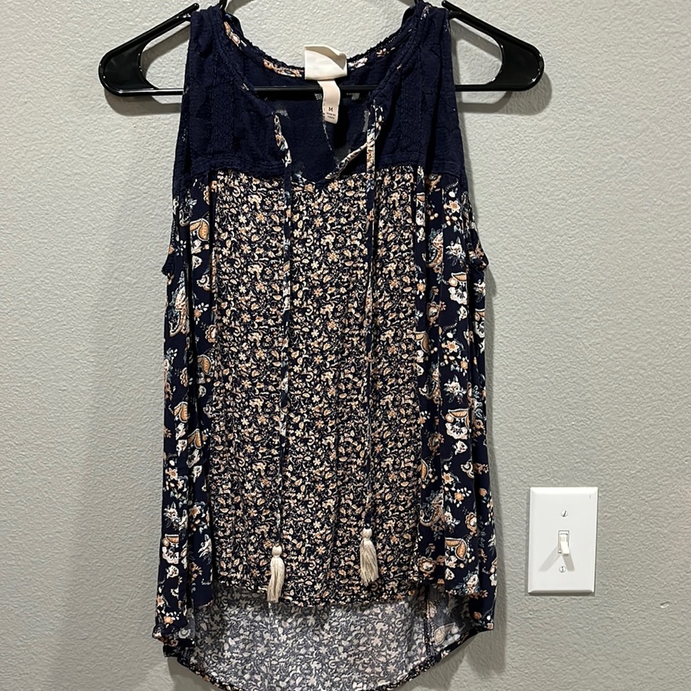 Navy Tank with Tassels